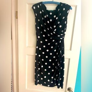 RALPH LAUREN, cross bodice top, black and white polkadot. Size 8